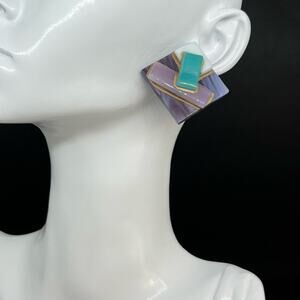 Handmade Signed Artisan Glass Dangle Earrings Unique Boho Jewelry